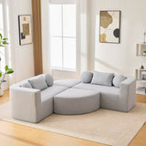 114.9"W Modular Sectional Sofa with Curved Design, Free-Combined Boucle Fabric Sofa Bed