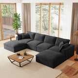 Fully Compressed Modular Sectional Sofa, U Shape with Ottomans, Luxury Corduroy with Extra Width&Depth Cloud Like Soft Cushion, No Assembly Required, for Living Room&Apartment