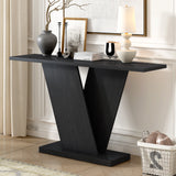 Modern V-Shaped Console Table with Acacia Wood Veneer – Sleek Entryway Table with Wide Tabletop, Black