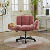 Chenille Swivel Adjustable Height Office Chair, Task Chair with Convertible Arm & Double Cushioned for Home, Vanity, Living Room