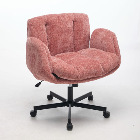 Chenille Swivel Adjustable Height Office Chair, Task Chair with Convertible Arm & Double Cushioned for Home, Vanity, Living Room