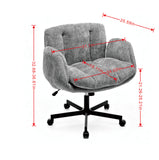 Chenille Swivel Adjustable Height Office Chair, Task Chair with Convertible Arm & Double Cushioned for Home, Vanity, Living Room