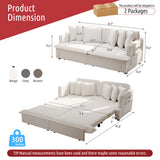 3-in-1 Pull-out Sleeper Sofa Bed with Bluetooth Speaker, USB Ports, Pillows & Side Pockets, Recliner Convertible Sofa Lounge Couch, Beige