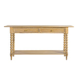 Console Table with 2 Drawers & Shelf, Entryway Table Acacia Wood Sofa Table, Natural