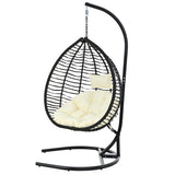 Hanging Swing Hammock Chair with Stand, Foldable Egg Swing Chair with Cushion for Indoor & Outdoor Use