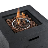 Square Propane Fire Pit Table, 40,000 BTU Outdoor MGO Fireplace with Lava Rocks & Rain Cover