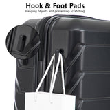 3PCS ABS Luggage Set Suitcase with Spinner Wheels & Combination Lock, 20"+24"+28", Black