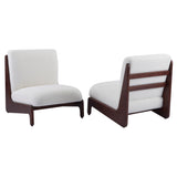 Set of 2 Accent Chairs, Mid-Century Modern Upholstered Armless Chairs with Solid Wood Frame