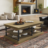 Coffee Table Cocktail Table Center Table Sofa Side Table Modern Living Room Table with Open Storage Shelves, Brown