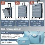 5 PCS Expandable Luggage Set, Hardside Spinner Suitcase with USB Port, Cup Holder, Duffel Bag, Tolietry Bag and TSA Lock