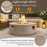 38" Patio Propane Fire Pit Table,50000 BTU Round Outdoor Fireplace with Steel Burner, Adjustable Flame Control, Lava Rocks&Rain Cover,Brown