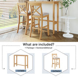 Farmhouse 48"Rectangular Wood Bar Height Dining Set Kitchen Breakfast Nook with 2 Chairs for Small Places,Natural+Beige