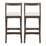 Set of 2 Rubberwood Barstools Counter Stools, Ergonomic Backrest for Kitchen Home Bar Cafe