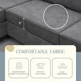 Modern Upholstered Living Room Sectional Sofa, L Shape Furniture Couch with 3 Pillows