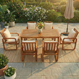 7pcs Outdoor Dining Set for 6, Patio Dining Table and Chairs Set with Water Resistant Cushion, Weather-Resistant Acacia Wood Frame, Brown