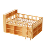 Full Size Loft Bed with Built-in Shelves & LED Headboard Light