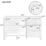 Wooden Buffet Cabinet, Wave-Pattern Sideboard with 3 Drawers & Hooks, Storage Cabinet Cupboard, Natural