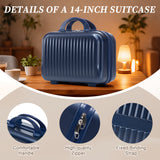 14"/20" 2 pcs/set in ABS Spinner Wheel Luggage, with Combination Lock and Front Opening Design, 14" Cosmetic Case
