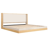 King Size Upholstered Platform Bed Frame with Headboard, Beige&Natural