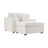 Storage Chaise Lounge with Pillows, Upholstered Sleeper Sofa Bed Leisure Reading Couch, Beige
