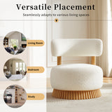 Upholstered Accent Chair Ergonomic Lounge Chair Round Armless Chair with Curved Back & Thick Cushion, Beige