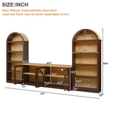 3-Piece Retro TV Stand & Arch Bookshelf Set for TVs up to 70", Farmhouse Sideboard Entertainment Center with Glass Doors