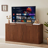 59"W Modern Wavy Sideboard, Curved Contour Design Storage Cabinet, 4-Door Cabinet with Storage Function, Suitable for Kitchen/Bedroom/Living Room, Walnut