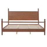 King Size Platform Bed Frame with Headboard & Sturdy Solid Poplar Frame, Walnut