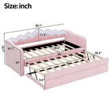 Twin XL Velvet Upholstered Daybed with Pop-Up Trundle & LED Lights