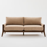 Oversized Loveseat 3-Seat Velvet Upholstered Sofa Soft Couch Lounge Sofa with Cushions, Camel
