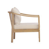 Patio Club Chair Outdoor Accent Chair Armchair with Soft Water-resistant Cushions & Weather-Resistant Acacia Wood Frame, Teak+Cream