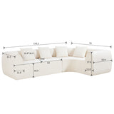 110" Curved Modular Sectional Sofa, Modern L-Shaped All-Foam Cloud Couch (Right Hand Facing)