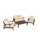 4 Pieces Outdoor Sofa Set 4-person Patio Seating Group Outdoor Conversation Set with Cushions and a Coffee Table for Patios, Gardens, or Balcony