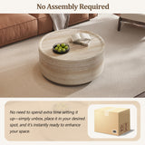 Round Coffee Table with Faux Luxury Marble Look, Drum Small Center Table With Strong Structure, Minimalist Mars Pattern End Table for Living Room, Bedroom, No Assembly Required