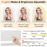 Luxury 2-in-1 Vanity Table with Leather Finish, 3-Color LED Lighted Mirror, Modern Makeup Vanity Desk with Nightstand Design, Dressing Table with 5 Storage Drawers, Beige