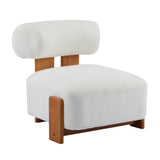 27.25" Modern Boucle Lounge Chair with Solid Wood Frame and Rolled Backrest, Soft and Durable Boucle Upholstery, Ideal for Living Room, Bedroom, or Office