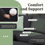 Sectional Sofa Couches Living Room Sets, 7 Seats Modular Sectional Sofa with Ottoman, L Shape Fabric Sofa Corner Couch Set with 3 Pillows