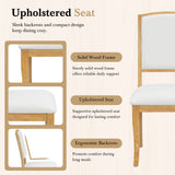 Farmhouse Extendable Round Dining Table Set for 4, 5-Piece Kitchen Table Set with 4 Upholstered Chairs and 16inch Removable Leaf for Small Places