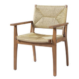 Durable Outdoor Dining Chair with Acacia Wood Frame, Handwoven Wicker Seat, Teak Finish, Patio Garden Furniture