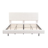 White Boucle Floating Bed with Light,King