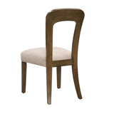 Dining Chairs Set of 2, Upholstered Kitchen Side Chairs with Beige Fabric Seating Light Brown Solid Rubber Wood Legs