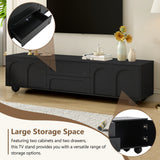 Cream Style TV Stand with Arched Doors & 2 Drawers for TVs up to 75", Minimalist Media Console with Rebound Device, Entertainment Center with 5 Iron Round Legs for Living Room, Bedroom