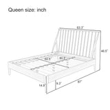 Solid Bamboo Wood Spindle Platform Queen Bed with 46.5" Tall Headboard, Bohemian Bed Frame with Wooden Slats and Metal Support, Mid-Century Modern Style,No Box Spring Needed