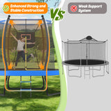 Trampoline with Basketball Hoop, Enclosure net and Ladder, Outdoor Trampoline for Kids, Recreational Backyard Trampoline