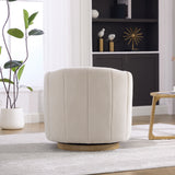 Storage Swivel Barrel Chair Upholstered Accent Chair Ergonomic Club Sofa Chair Round Armchair, Beige
