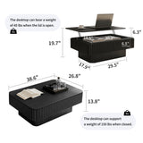 38.6'' Fluted Lift-top Coffee Table Solid Wood Veneered Modern Coffee Table Accent Tea Table with Storage and Adjustable Height for Living Room, Bedroom, Apartment or Office