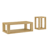 Modern 2 tier Rectangle Coffee Table Set for Living Room,Easy Assembly Coffee Tables, End Side Tables for Bedroom Office,Natural Color