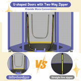 Trampoline for Kids with Safety Enclosure Net, Slide and Ladder, Easy Assembly ,Regular Hexagon Outdoor Recreational Trampoline