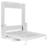 Queen Size Murphy Bed with Desk,LED Lights and USB Charging Station