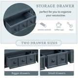 Rustic Entryway Console Table, 60" Long Sofa Table with two Different Size Drawers and Bottom Shelf for Storage, Navy